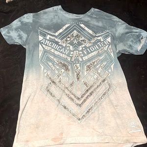 Blue tie dye American fighter t shirt size medium